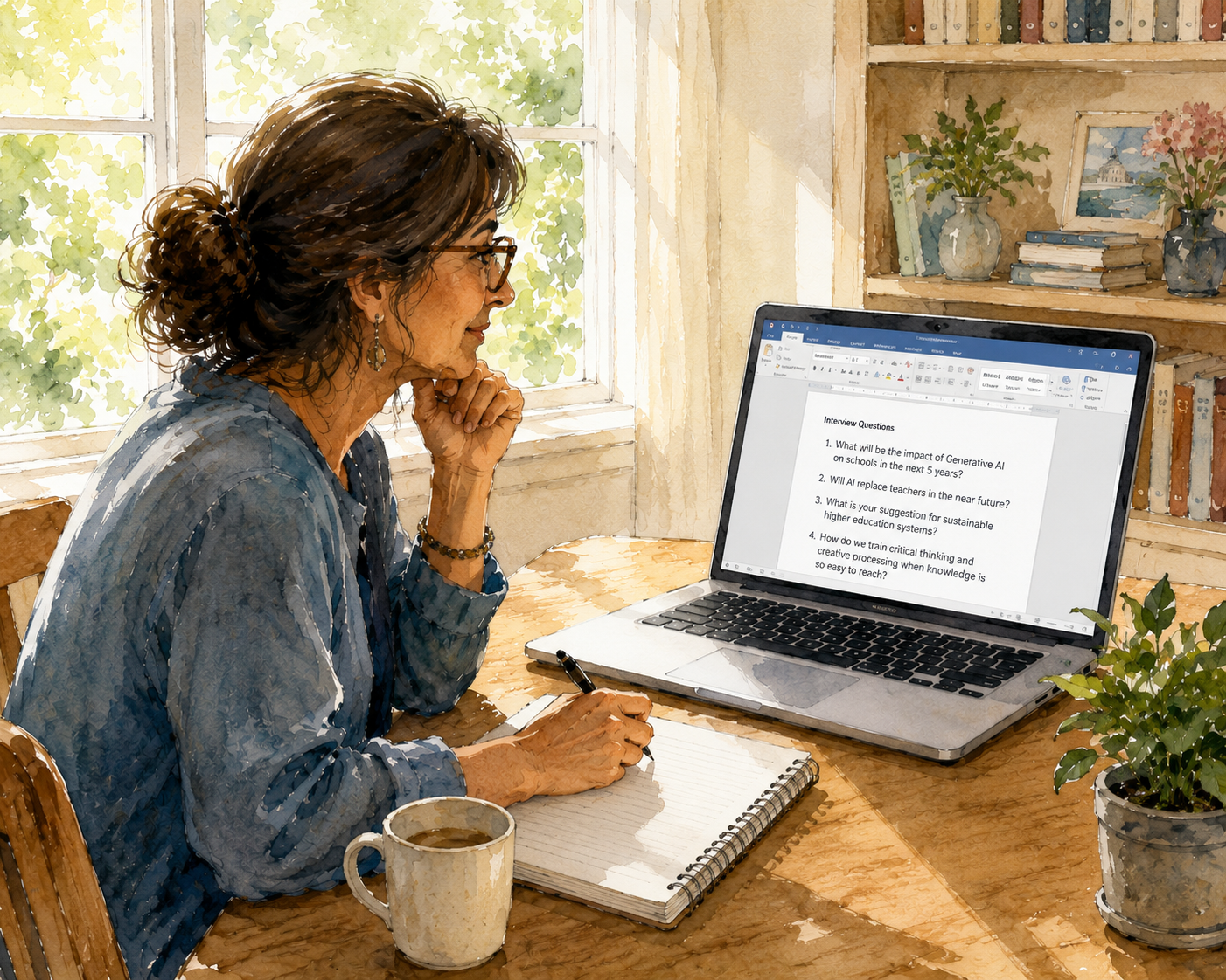 An educator analyzing interview questions about the future of education and asking will AI replace teachers.